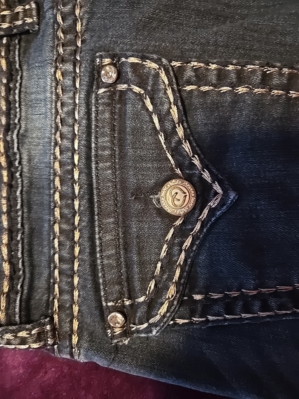 Shyanne Dark Wash Denim Wide Leg Jeans with Contrast Stitching
